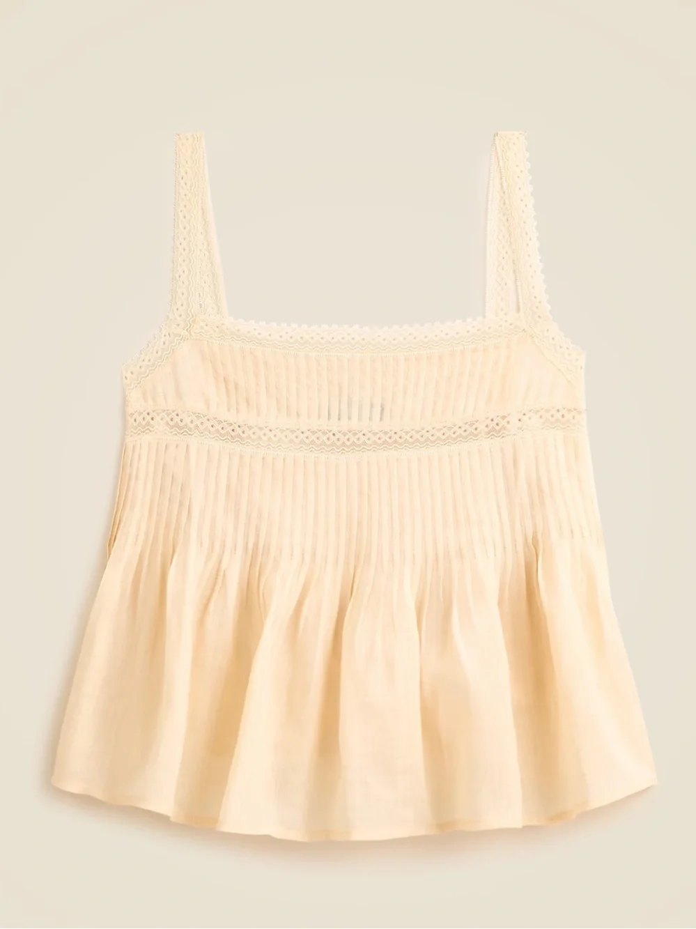 J crew candle yellow Lace-trim tank top in ramie